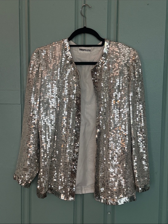 Champ Ellys Jackets & Blazers - Vintage 70s 80s Champ Ellyse Silver Sequin Blazer Jacket w Disco Festival Vibes